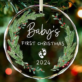 Baby's First Christmas Ornament 2024,Babys First Christmas Ornament for Girl,Boy,Babys First Christmas Ornament, Glass Babies First Christmas Ornaments with Box