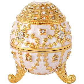 QIFU Mini Easter Egg Style Hand Painted Enamel Trinket Box, Unique Gift for Family
