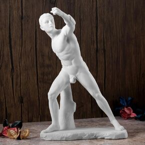 Veronese Design 11 Inch Borghese Gladiator Resin Sculpture Classic Marble White Finish