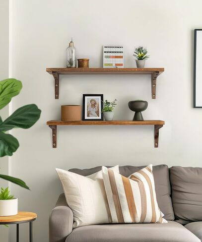 Floating Shelves for Wall, 24 Inch Rustic Bathroom Shelves Wall Mount Kitchen Storage Organizer for Laundry Bedroom Living Room, Brown in Kuwait