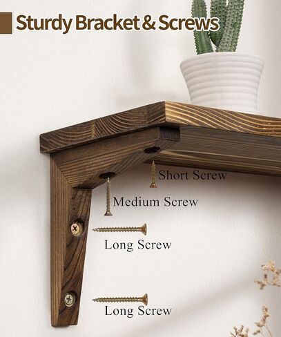 Floating Shelves for Wall, 24 Inch Rustic Bathroom Shelves Wall Mount Kitchen Storage Organizer for Laundry Bedroom Living Room, Brown in Kuwait