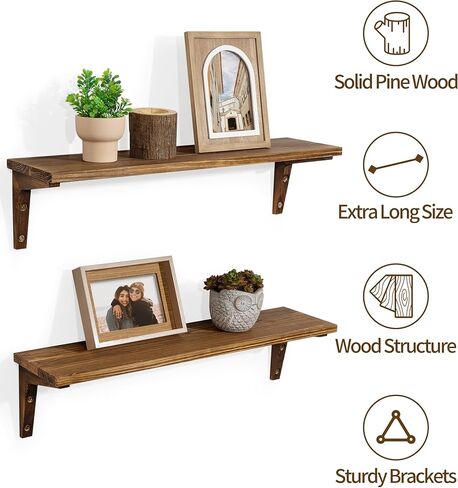 Floating Shelves for Wall, 24 Inch Rustic Bathroom Shelves Wall Mount Kitchen Storage Organizer for Laundry Bedroom Living Room, Brown in Kuwait