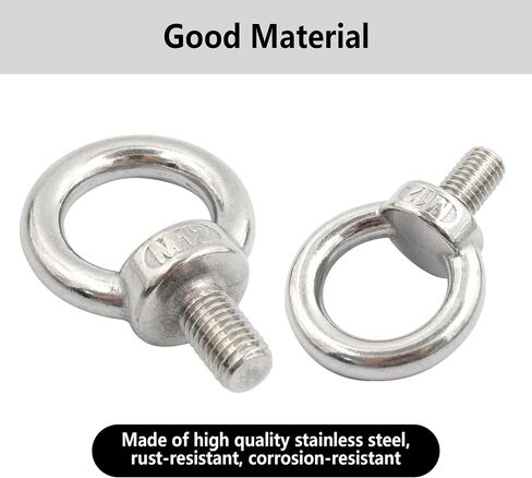 2PCS M12 Lifting Eye Bolt, Stainless Steel Male Thread Eye Bolts, Heavy Duty Screw Ring Shaped Eye Bolt in Saudi Arabia