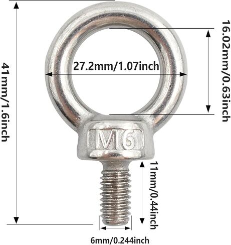 2PCS M12 Lifting Eye Bolt, Stainless Steel Male Thread Eye Bolts, Heavy Duty Screw Ring Shaped Eye Bolt in Saudi Arabia