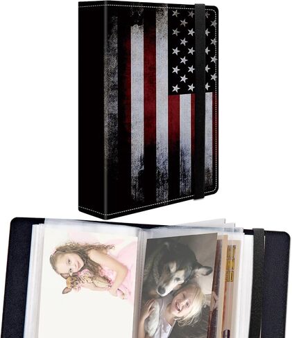 DEGDFSGR Small Photo Album 4x6 60 Pockets 120 Photos - Adventure Book Baby Photo Albums Photo Books for 4X6 Pictures Memory Book with Black Elastic Band for Photo Storage, Vintage American Flag in Saudi Arabia