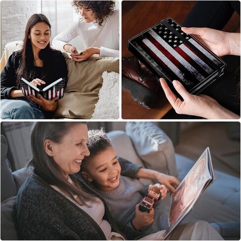 DEGDFSGR Small Photo Album 4x6 60 Pockets 120 Photos - Adventure Book Baby Photo Albums Photo Books for 4X6 Pictures Memory Book with Black Elastic Band for Photo Storage, Vintage American Flag in Saudi Arabia