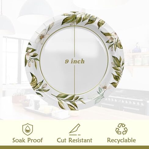 عبوة من 400 طبق ورقي مقاس 7 بوصة من Turbo Bee، أطباق ورقية للعشاء للاستعمال مرة واحدة، أطباق ورقية مستديرة مقاومة للنقع مع أوراق شجر، أطباق ورقية مقاومة للقطع للحفلات والاستخدام اليومي in Kuwait