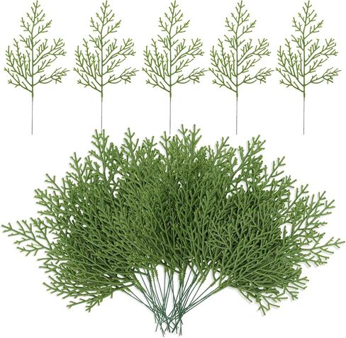 ZYP 40Pcs Artificial Pine Needles Branch,Christmas Faux Pine Needle,Artificial Faux Cedar Branch,Fake Greenery Pine Picks for Craft DIY Christmas Embellishing and Home Garden Decoration in Kuwait