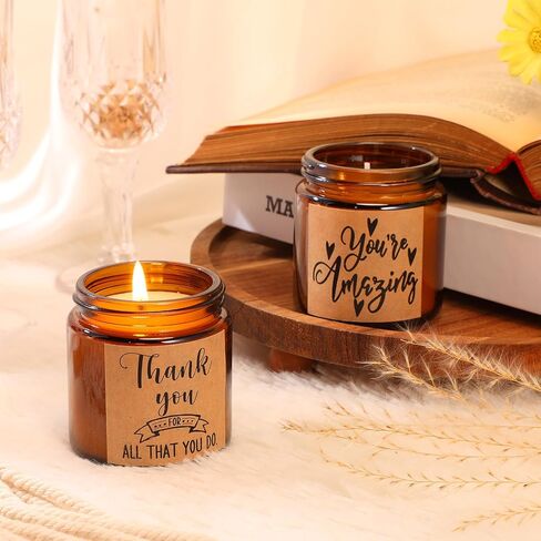 10 Jars Thank You Gift Candles 3.5 oz Employee Appreciation Gifts Bulk Soy Wax Jar Inspirational Candle Thank You Gifts for Coworkers Employee Women Secretaries Teacher Volunteers(Amber) in Saudi Arabia