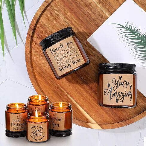 10 Jars Thank You Gift Candles 3.5 oz Employee Appreciation Gifts Bulk Soy Wax Jar Inspirational Candle Thank You Gifts for Coworkers Employee Women Secretaries Teacher Volunteers(Amber) in Saudi Arabia