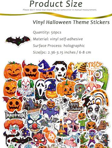 54 Sheets Halloween Window Clings Stickers and Halloween Theme Vinyl Stickers for Halloween Windows Party Decorations in Kuwait