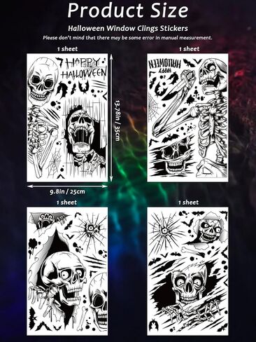 54 Sheets Halloween Window Clings Stickers and Halloween Theme Vinyl Stickers for Halloween Windows Party Decorations in Kuwait