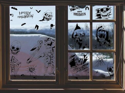 54 Sheets Halloween Window Clings Stickers and Halloween Theme Vinyl Stickers for Halloween Windows Party Decorations in Kuwait