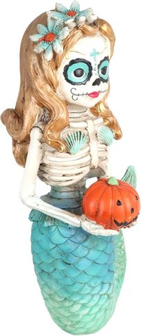 Needzo Halloween Mermaid Skeleton Decoration, Dia De Los Muertos Decor, Spooky Resin Figurine, 10 Inches in Saudi Arabia