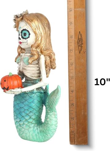 Needzo Halloween Mermaid Skeleton Decoration, Dia De Los Muertos Decor, Spooky Resin Figurine, 10 Inches in Saudi Arabia