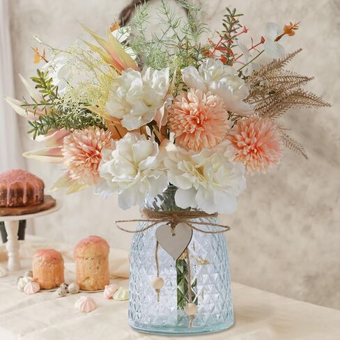 LESING Artificial Flowers in Vase, Silk Faux Flowers Arrangement Rose Bouquets with Vase Rustic Table Certerpieces for Decoration (Autumn Daisy) in Saudi Arabia