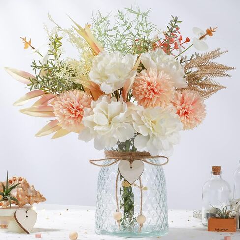 LESING Artificial Flowers in Vase, Silk Faux Flowers Arrangement Rose Bouquets with Vase Rustic Table Certerpieces for Decoration (Autumn Daisy) in Saudi Arabia