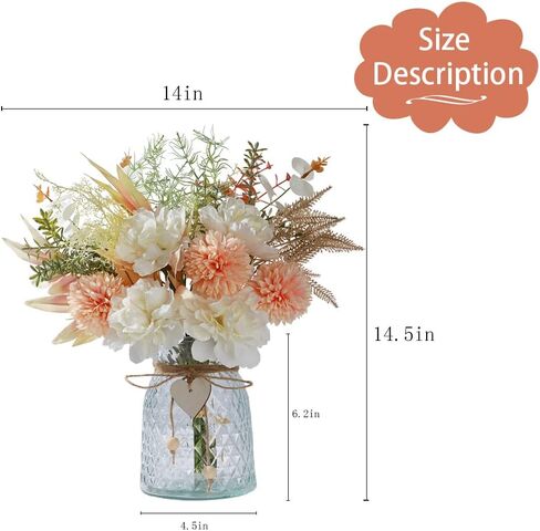 LESING Artificial Flowers in Vase, Silk Faux Flowers Arrangement Rose Bouquets with Vase Rustic Table Certerpieces for Decoration (Autumn Daisy) in Saudi Arabia