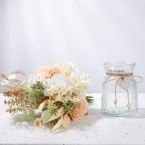 LESING Artificial Flowers in Vase, Silk Faux Flowers Arrangement Rose Bouquets with Vase Rustic Table Certerpieces for Decoration (Autumn Daisy) in Saudi Arabia