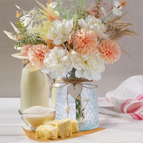 LESING Artificial Flowers in Vase, Silk Faux Flowers Arrangement Rose Bouquets with Vase Rustic Table Certerpieces for Decoration (Autumn Daisy) in Saudi Arabia