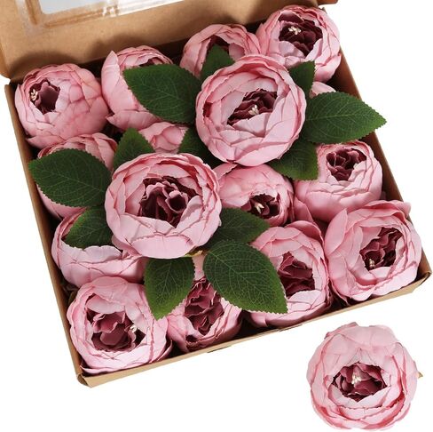 16pcs Dark Red Peonies Artificial Flowers 3.5'' Big Fake Peonies Silk Flowers Bulk Faux Vintage Peonies with Stems for Wedding Bridal Centerpieces Table Decor Floral Arrangements (Burgundy) in Saudi Arabia