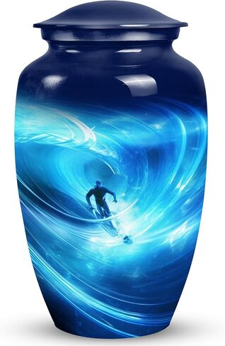 Surfer in Cosmic Wave Artwork-Small Urns for Dad- Ashes Urn - an Urn for Ashes - Urns for Ashes Adult Female Mom - Cremation Urns for Human Ashes Adult Female(size-3nch,1pcs), Natural in Saudi Arabia