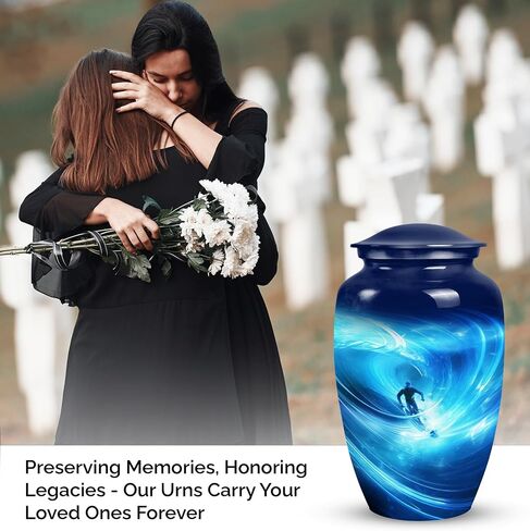 Surfer in Cosmic Wave Artwork-Small Urns for Dad- Ashes Urn - an Urn for Ashes - Urns for Ashes Adult Female Mom - Cremation Urns for Human Ashes Adult Female(size-3nch,1pcs), Natural in Saudi Arabia