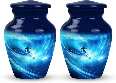 Surfer in Cosmic Wave Artwork-Small Urns for Dad- Ashes Urn - an Urn for Ashes - Urns for Ashes Adult Female Mom - Cremation Urns for Human Ashes Adult Female(size-3nch,1pcs), Natural in Saudi Arabia
