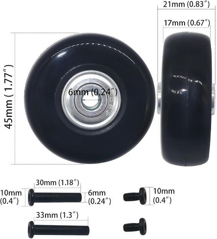 Wear-Resistant Mute Luggage Suitcase Replacement Wheels Rubber Swivel Caster Wheels Repair Kits (45mm 4-Pieces) in Saudi Arabia