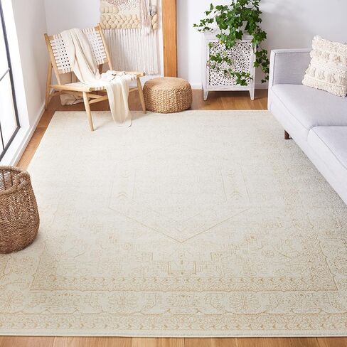 SAFAVIEH Adirondack Collection Accent Rug - 4' x 6', Ivory & Beige, Oriental Medallion Design, Non-Shedding & Easy Care, Ideal for High Traffic Areas in Entryway, Living Room, Bedroom (ADR108E) in Saudi Arabia