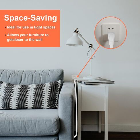 2 Pack 3 Ft Flat Extension Cord with Multiple Outlets, 16 AWG Black Extension Cord Flat Plug, 3 Outlet Extension Wire, 3 Prong Grounded Indoor Extension Cable in Kuwait