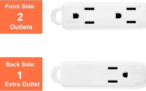 2 Pack 3 Ft Flat Extension Cord with Multiple Outlets, 16 AWG Black Extension Cord Flat Plug, 3 Outlet Extension Wire, 3 Prong Grounded Indoor Extension Cable in Kuwait