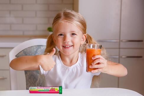 T&D German Multivitamin for Children 60 Drink Effervescent Tablets - Sweet Raspberry Flavour, Sugar Free, Vegan - Vitamin C, E, B1, B2, B6, B12, Folic Acid, Niacin Pharma – Made in Germany in Saudi Arabia