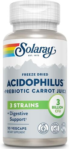 SOLARAY Acidophilus 3 Strain Probiotic & Prebiotic Carrot Juice | 3 Billion CFU, Vegan & Freeze Dried | 30 VegCaps | Pack of 2 in Saudi Arabia