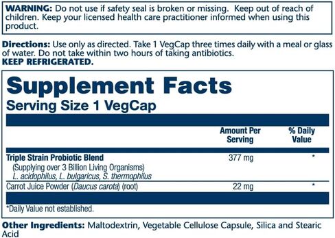 SOLARAY Acidophilus 3 Strain Probiotic & Prebiotic Carrot Juice | 3 Billion CFU, Vegan & Freeze Dried | 30 VegCaps | Pack of 2 in Saudi Arabia