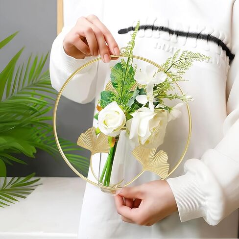 حامل نباتات لديكور الحائط، مزهرية ديكور معدنية ذهبية للحائط، مزهرية معلقة على شكل أنبوب نباتي لمكتب غرفة المعيشة المنزلية (خالية من النباتات و3 قطع) in Kuwait
