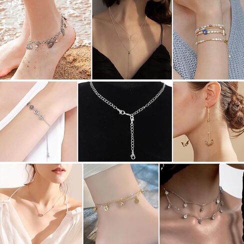winee 30pcs Chain Extenders for Necklace, Necklace Extenders for Women Girls Bracelet Anklet Extender Stainless Steel Chain Extenders for Jewelry Making 2in 3in 4in 5in 6in (15 Gold, 15 Silver) in Saudi Arabia