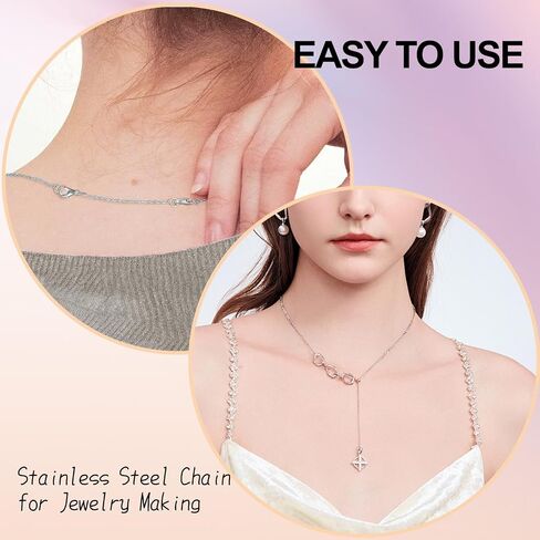winee 30pcs Chain Extenders for Necklace, Necklace Extenders for Women Girls Bracelet Anklet Extender Stainless Steel Chain Extenders for Jewelry Making 2in 3in 4in 5in 6in (15 Gold, 15 Silver) in Saudi Arabia
