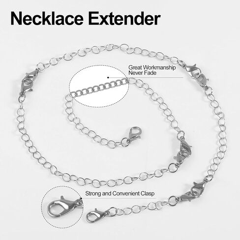 winee 30pcs Chain Extenders for Necklace, Necklace Extenders for Women Girls Bracelet Anklet Extender Stainless Steel Chain Extenders for Jewelry Making 2in 3in 4in 5in 6in (15 Gold, 15 Silver) in Saudi Arabia