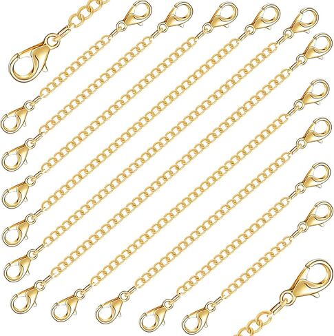 winee 30pcs Chain Extenders for Necklace, Necklace Extenders for Women Girls Bracelet Anklet Extender Stainless Steel Chain Extenders for Jewelry Making 2in 3in 4in 5in 6in (15 Gold, 15 Silver) in Saudi Arabia