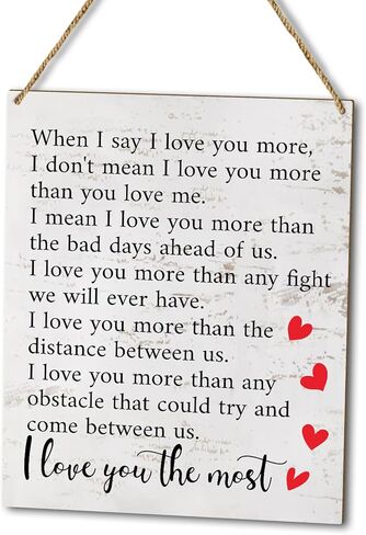 ديكور المنزل لوحة خشبية لافتة معلقة على الحائط، عندما أقول أنا أحبك أكثر، هدية اقتباس رومانسية لها، لافتة معلقة خشبية لباب الديكور (قطعة واحدة)، هدية فنية للعطلات لغرفة نوم الحمام في المزرعة - 10 in Kuwait