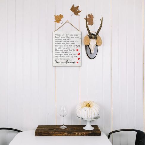 ديكور المنزل لوحة خشبية لافتة معلقة على الحائط، عندما أقول أنا أحبك أكثر، هدية اقتباس رومانسية لها، لافتة معلقة خشبية لباب الديكور (قطعة واحدة)، هدية فنية للعطلات لغرفة نوم الحمام في المزرعة - 10 in Kuwait