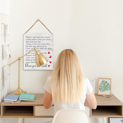 ديكور المنزل لوحة خشبية لافتة معلقة على الحائط، عندما أقول أنا أحبك أكثر، هدية اقتباس رومانسية لها، لافتة معلقة خشبية لباب الديكور (قطعة واحدة)، هدية فنية للعطلات لغرفة نوم الحمام في المزرعة - 10 in Kuwait
