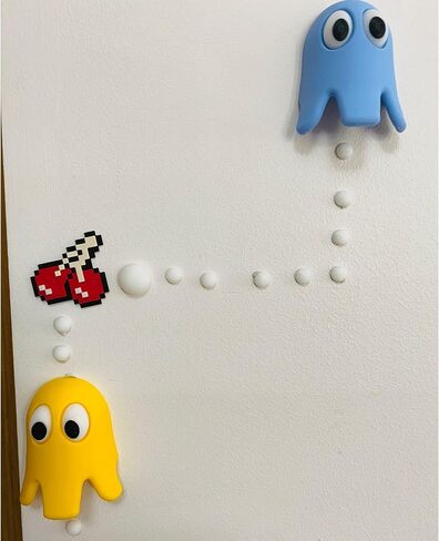 Retro Arcade Inspired Wall Decor Set - 3D Printed Game Characters and Cherry 3"retro arcade wall decoration fan art 5 figures RETRO gaming 80's decoration mancave signage home office in Saudi Arabia