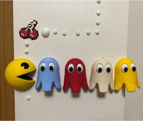 Retro Arcade Inspired Wall Decor Set - 3D Printed Game Characters and Cherry 3"retro arcade wall decoration fan art 5 figures RETRO gaming 80's decoration mancave signage home office in Saudi Arabia