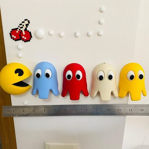 Retro Arcade Inspired Wall Decor Set - 3D Printed Game Characters and Cherry 3"retro arcade wall decoration fan art 5 figures RETRO gaming 80's decoration mancave signage home office in Saudi Arabia