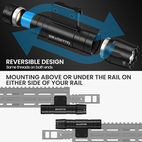 مصباح يدوي تكتيكي صغير من Guardtier M102-P متوافق مع مصباح M-LOK المدمج بقوة 400 لومن LED مع مفتاح ضغط عن بعد قابل للفصل ولوحة تثبيت Picatinny in Kuwait