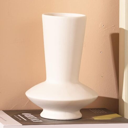 White Ceramic Vase Nordic Minimalist Style Decor for Countertop Center Dresser Kitchen Living Room Home Decor White Matte Abstract Vase (White 666) in Saudi Arabia
