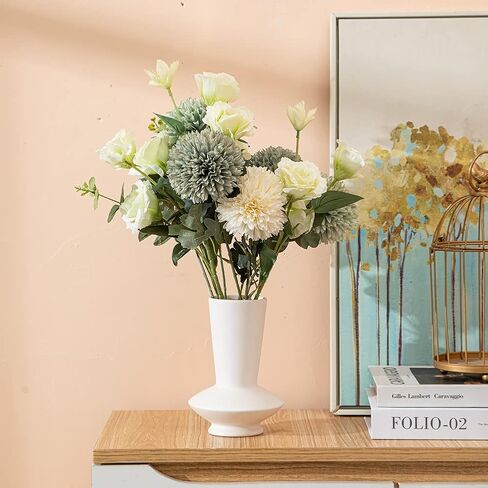 White Ceramic Vase Nordic Minimalist Style Decor for Countertop Center Dresser Kitchen Living Room Home Decor White Matte Abstract Vase (White 666) in Saudi Arabia