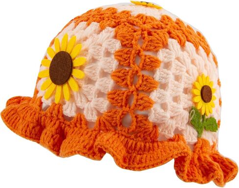Women Crochet Hat Floral Crochet Bucket Hat Knitted Hats Fish Hat Travel Outdoor Handmade Knit Hats Fishing Hat Beach Hat in Saudi Arabia